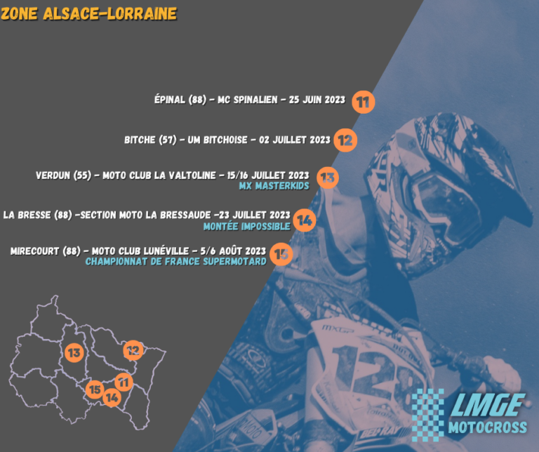 MOTOCROSS CALENDRIER 2023 ZONE ALSACE LORRAINE Ligue Motocycliste